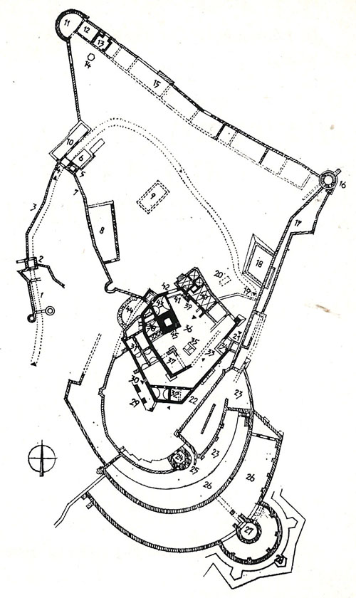 Замок Тренчин. Схема расположения объектов